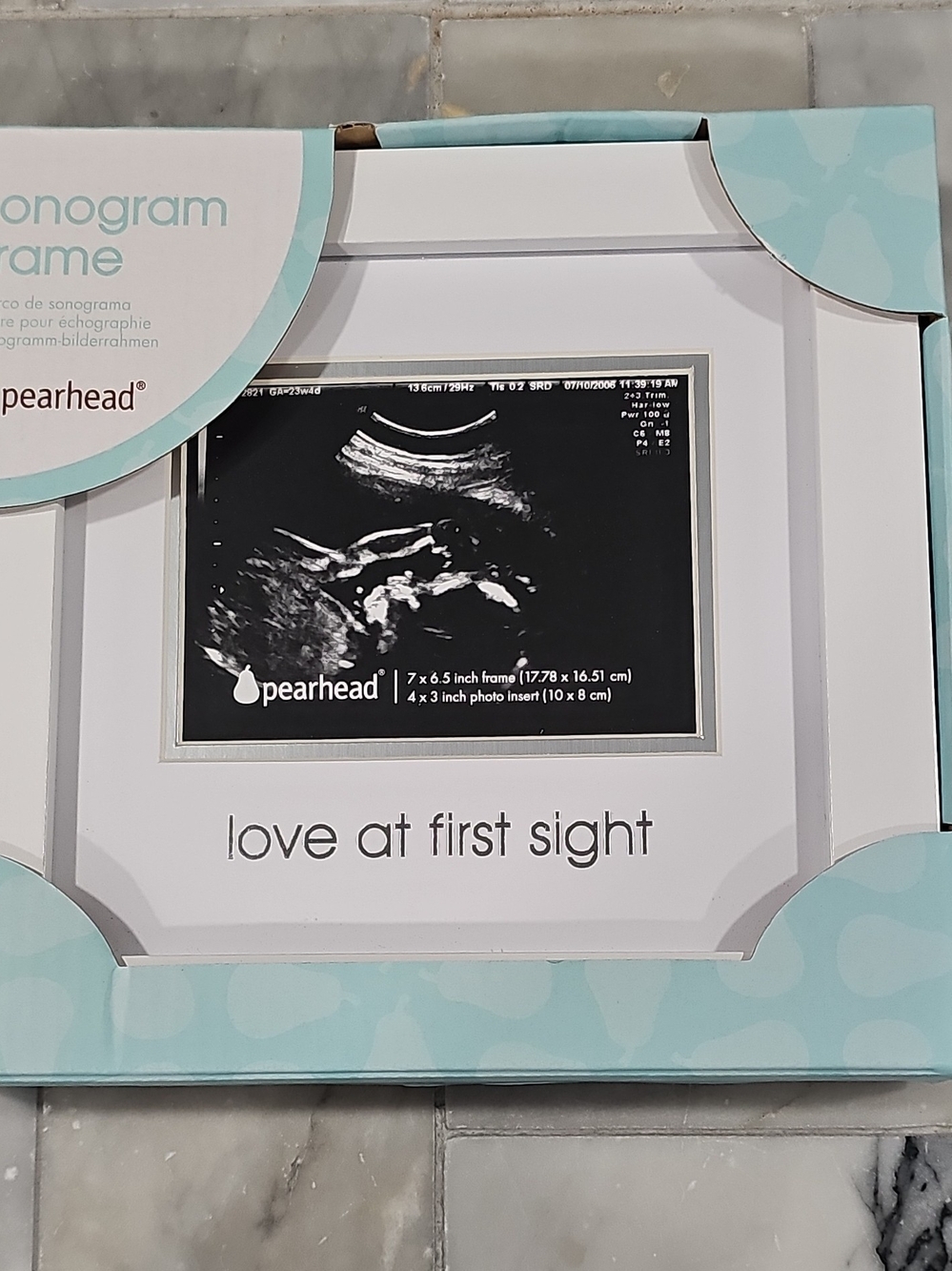 8Pearhead White 'Love at First Sight' Sonogram Picture Frame NIB
